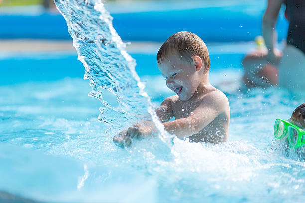 istock Little boy in water park 507917033