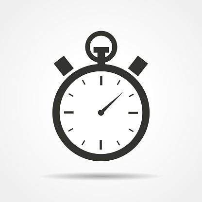 Black silhouette stopwatch flat style icon on white background. Vector EPS10 illustration