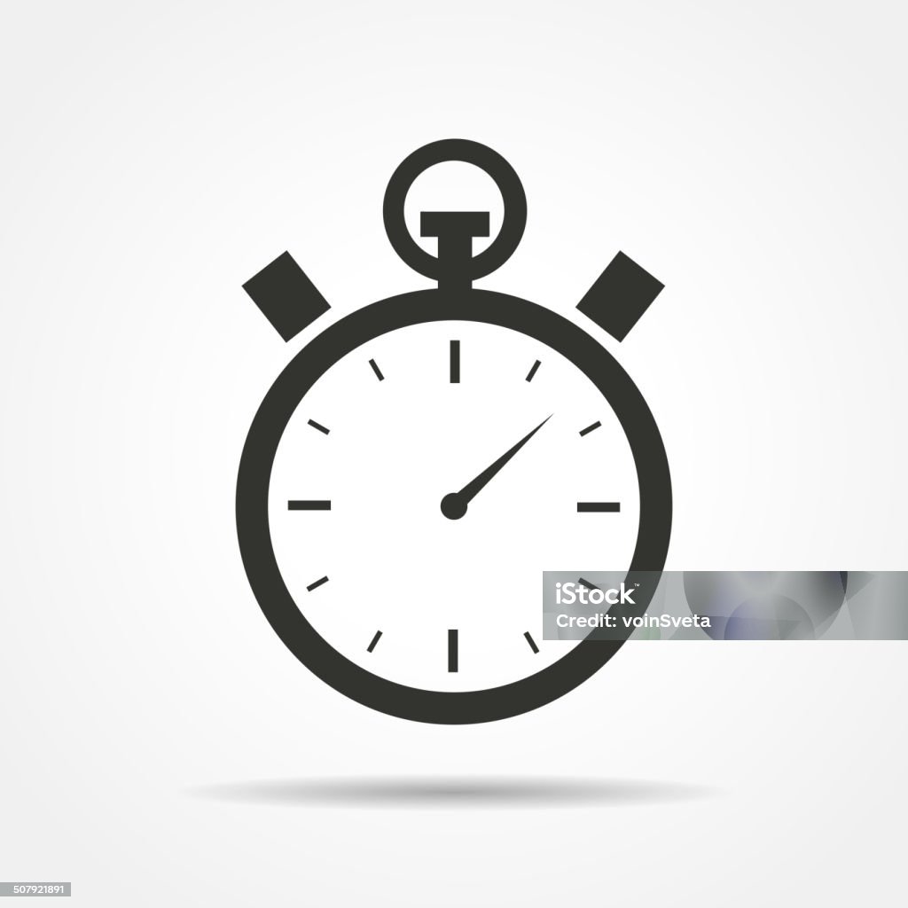 Stopwatch icon Black silhouette stopwatch flat style icon on white background. Vector EPS10 illustration Stopwatch stock vector