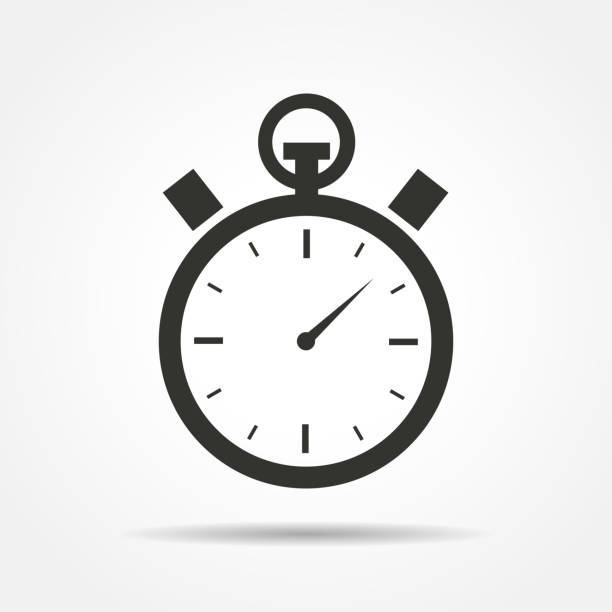 Stopwatch icon Black silhouette stopwatch flat style icon on white background. Vector EPS10 illustration timer stock illustrations