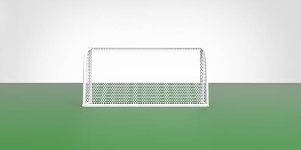 istock Football (soccer) goals post goalkeeper on clean empty green field 507922317