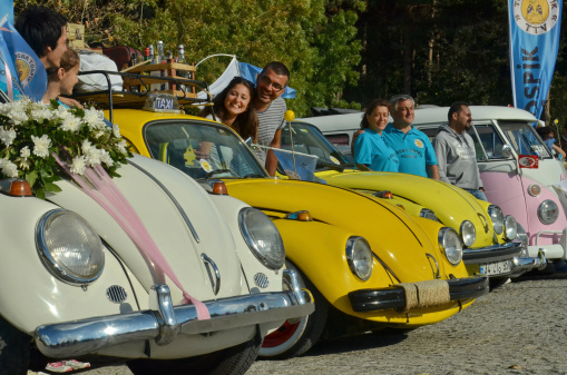 Istanbul, Turkey – September 22, 2013: wolkswagens  succeded to be the champions at different categories of the 17th ‘’The Cutest’’ festival  held by classic automobile federation at Umraniye hekimbasi forest. Owners waiting for their awards.