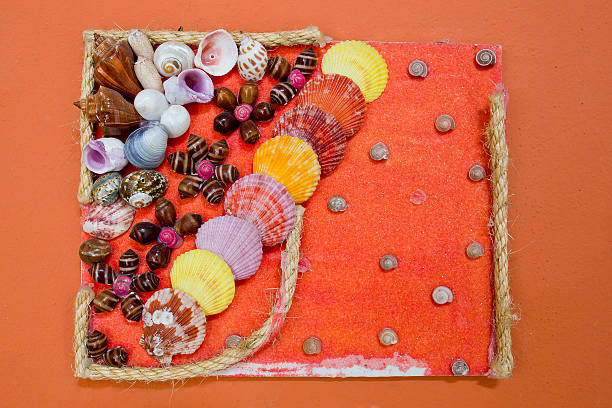 istock The Tropical photo frame with seashells background 507923915
