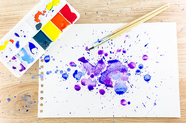istock watercolor on wood table 507924707
