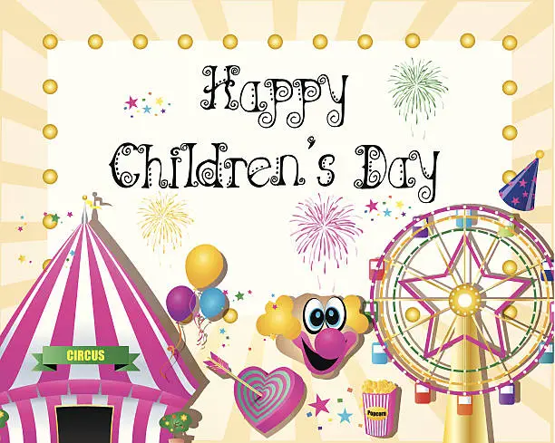 Vector illustration of Happy Children Day card