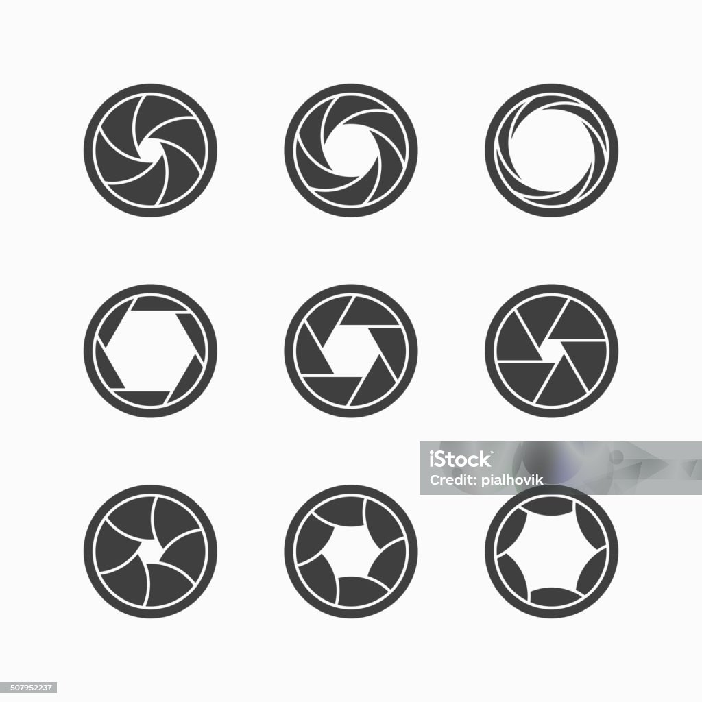 Camera shutter icons Vector illustration with transparent effect. Eps10. Focus - Concept stock vector