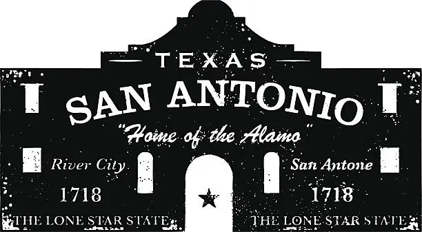 Vector illustration of The Alamo Type Stamp