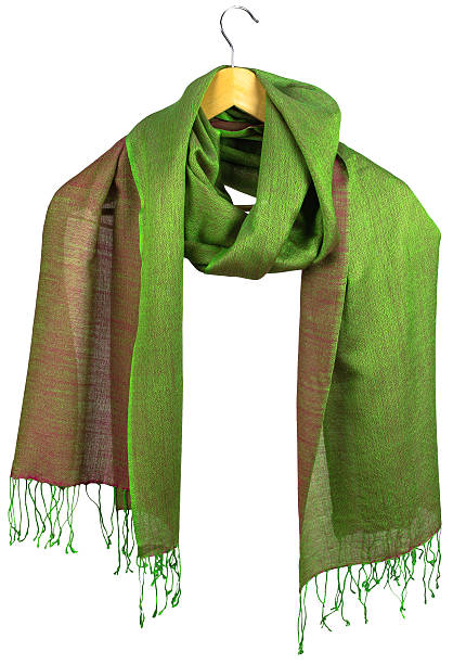 istock Yellow-green women's silk scarf on hanger 507953664