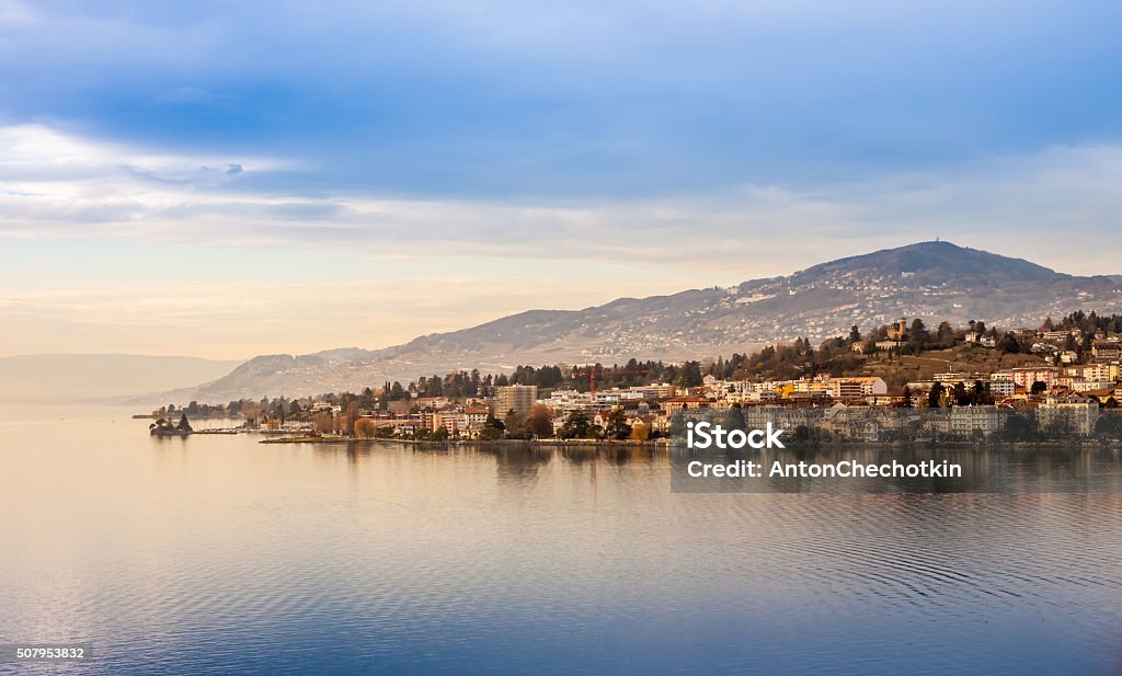 Beautiful view on Geneva Lake and Montreux Beautiful view on Geneva Lake can be used as background Montreux Stock Photo