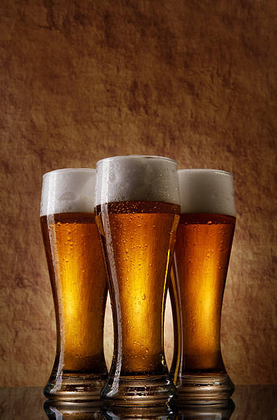 Beer 3 glass of cold beer pilsen stock pictures, royalty-free photos & images