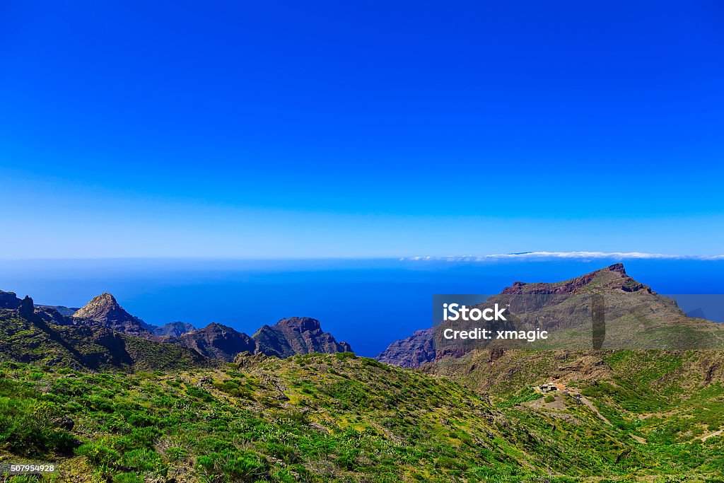 Mountains on Tenerife Island in Spain Mountains landscape on Tenerife Canary island in Spain at Sunny Day with Blue Sky Atlantic Islands Stock Photo