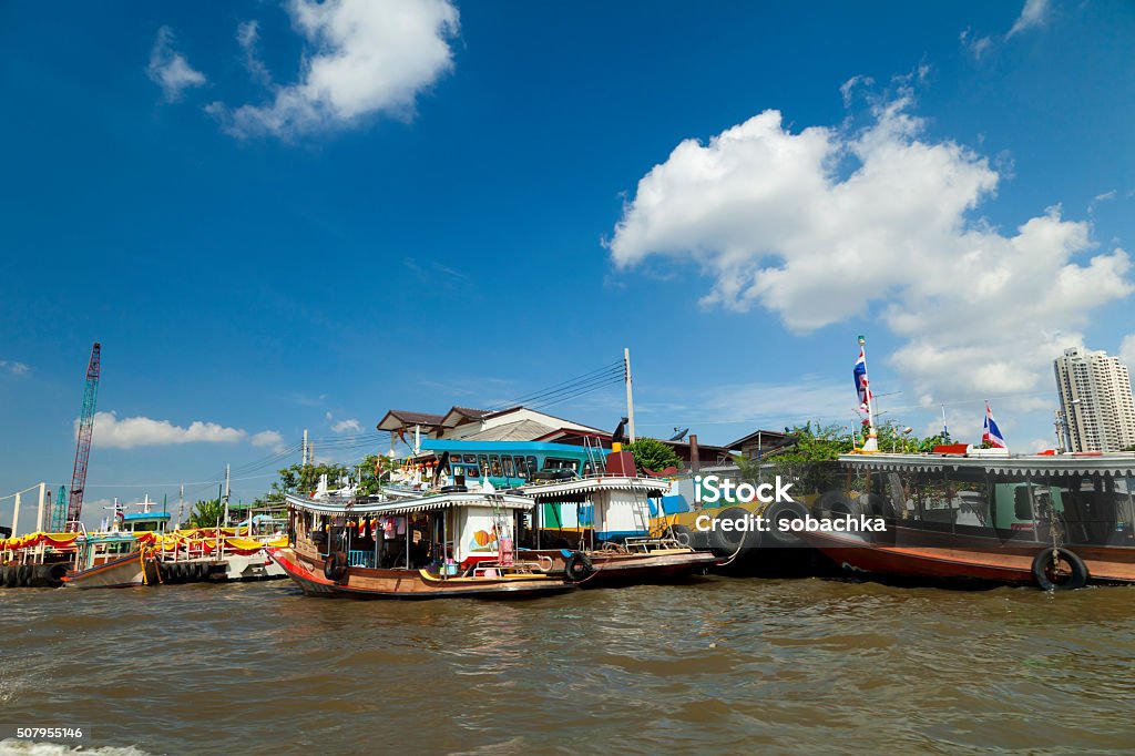 Boats on the river Boats on the river float and transport passengers Architecture Stock Photo