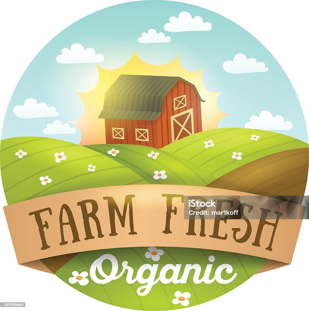 Farm Fresh Spring Logo Emblem Lable Sticker Stock Illustration ...