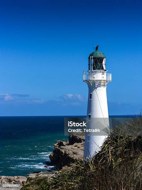 Castlepoint Lighthouse Stock Photo - Download Image Now - At The Edge Of, Blue, Brown