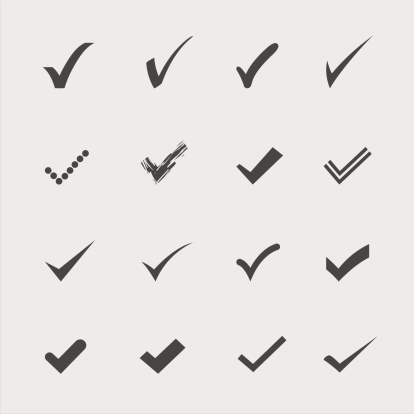 Set of gray confirm icons in vector