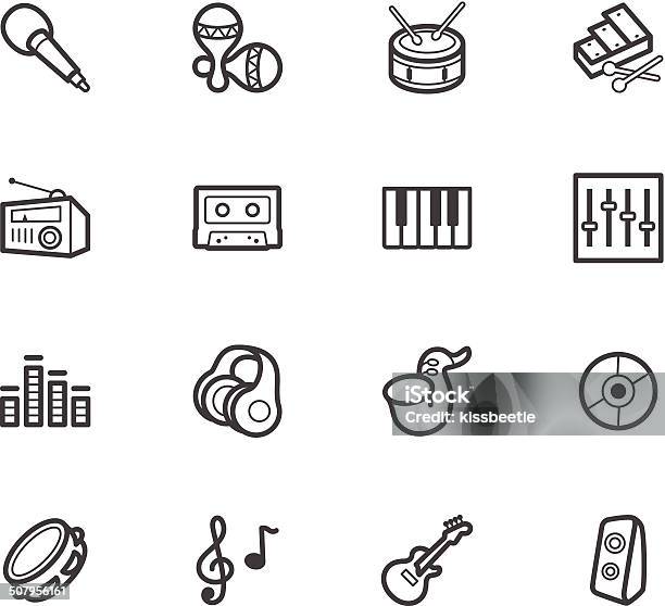 Musikelement Vektor Schwarz Iconset Auf Weißem Hintergrund Stock Vektor Art und mehr Bilder von Audiocassette