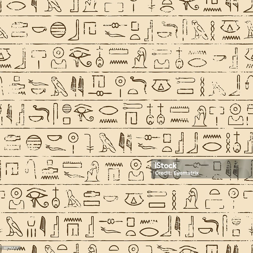 Egyptian Hieroglyphics Background Egyptian Hieroglyphics Background. Repeating tileable vector illustration that repeats left, right, up and down. Hieroglyphics stock vector