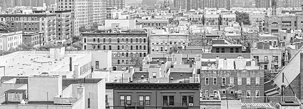 blanco y negro panorama de harlem y bronx, nueva york. - the bronx fotografías e imágenes de stock