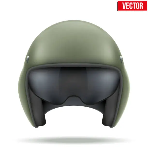 Vector illustration of Military flight helicopter helmet. Vector.
