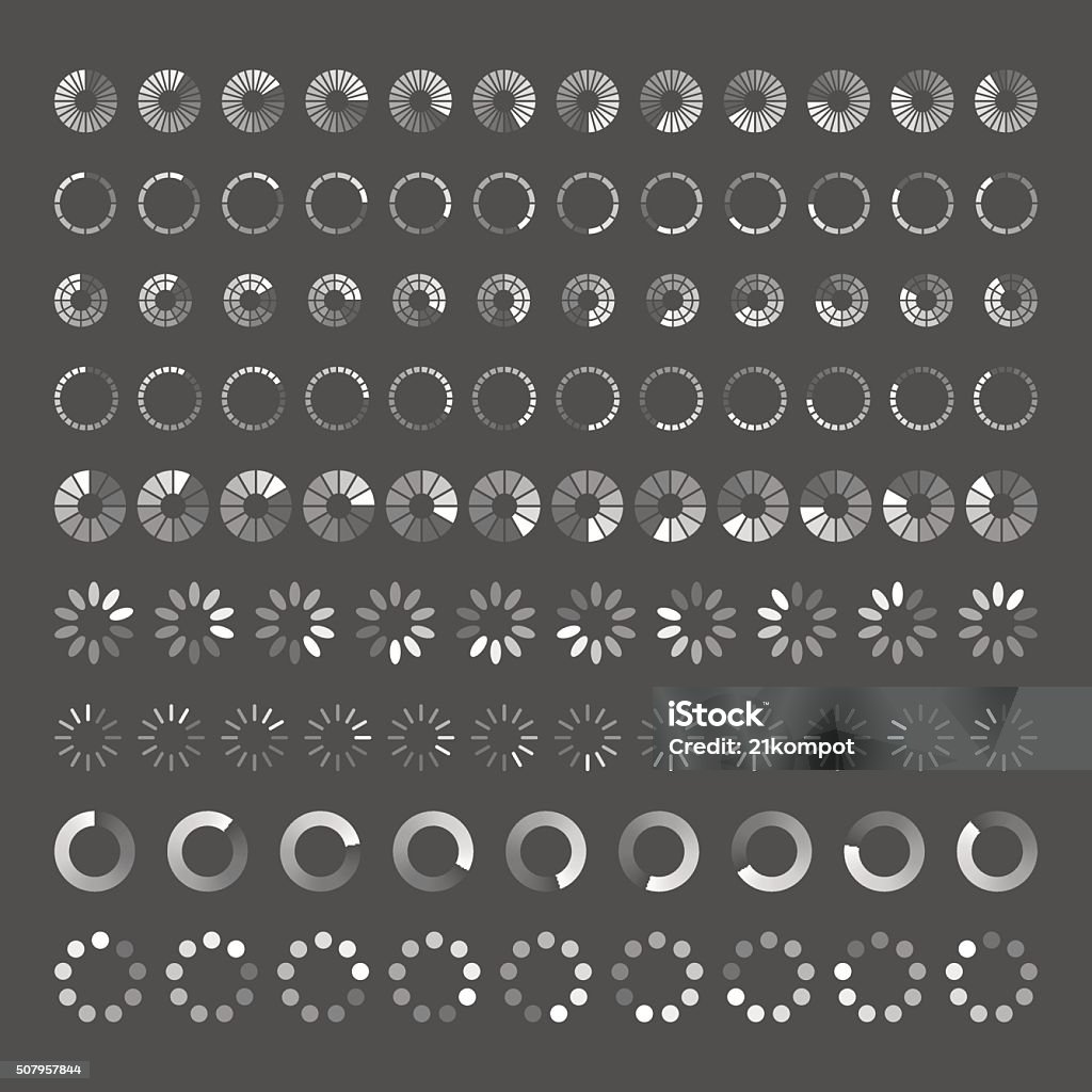 Progress loading bar. Set of indicators. Download progress, interface upload Progress loading bar. Set of indicators. Download progress, web design template, interface upload. Vector illustration. Finishing stock vector