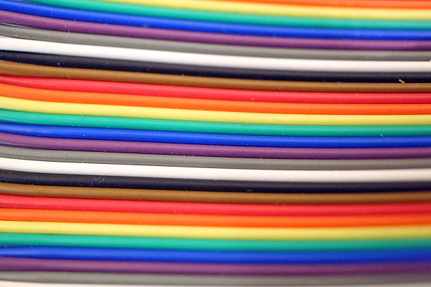 istock Colorful electrical cables in a line 507958206