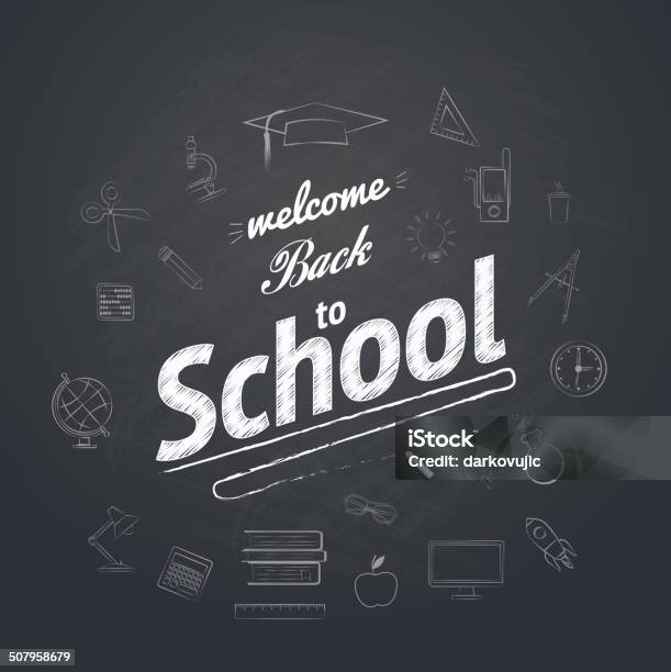 Welcome Back To School 식자 배경기술 Welcome Back - Phrase에 대한 스톡 벡터 아트 및 기타 이미지 - Welcome Back - Phrase, 개체 그룹, 교사-교육 관련 직업