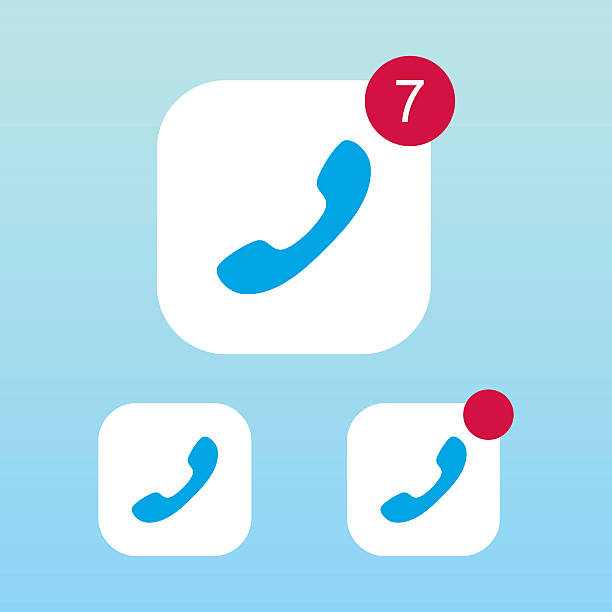 Phone or Call Icon With Notification vector art illustration