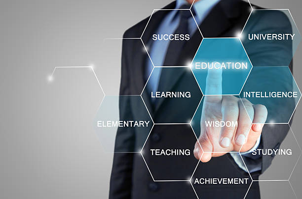 istock Concept of online education on touch screen 507959314