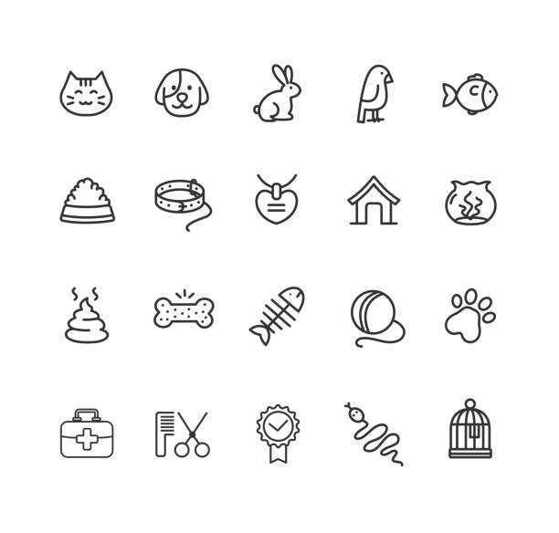 Pet Outline Icon Set. Vector Pet Web Outline Icon Set. Vector illustration animal hospital symbol stock illustrations