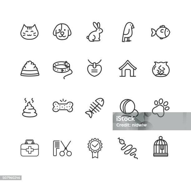 Pet Outline Icon Set Vector Stock Illustration - Download Image Now - Icon Symbol, Dog, Illustration