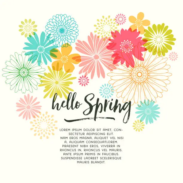 Vector illustration of Colorful Graphic Spring Flowers