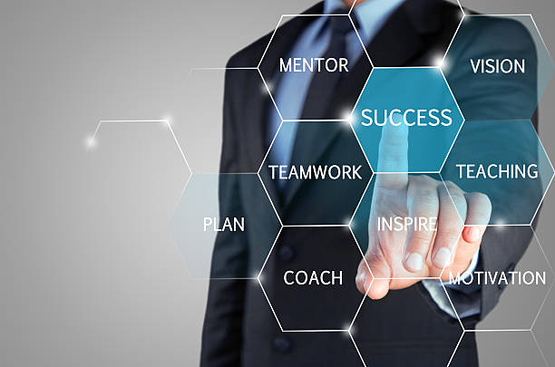 istock Coach touching success word on touch screen 507961608