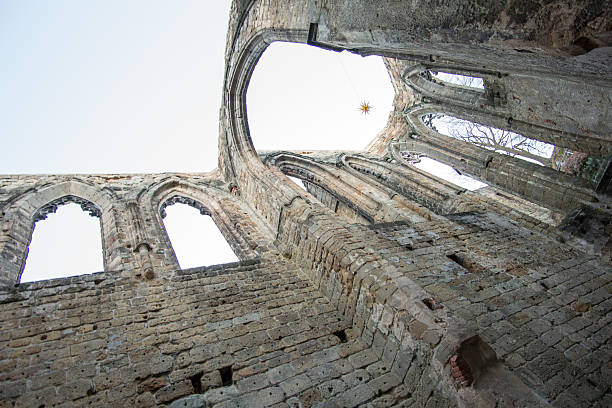 Gothic windows of ruined church, Oybin, Germany