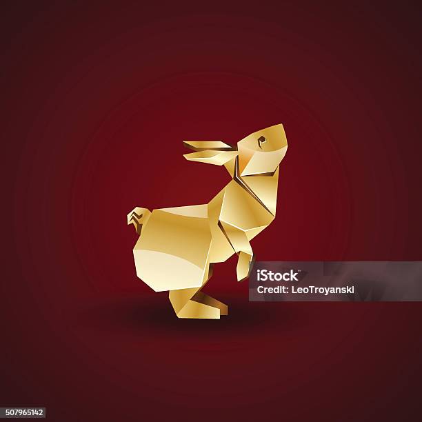 Vector Golden Origami Rabbit Stock Illustration - Download Image Now - Rabbit - Animal, Metal, Vector
