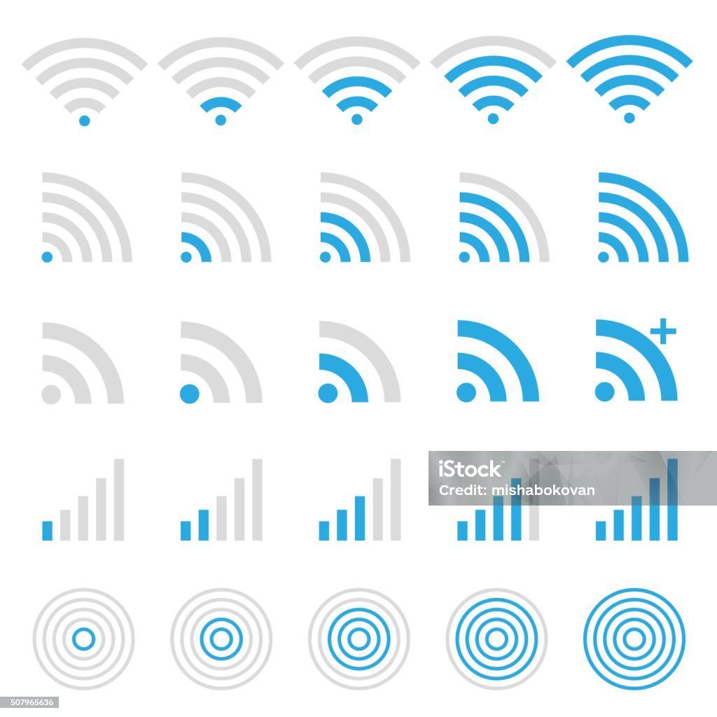 Wireless icon set Wireless technology, wi-fi web icon set Accessibility stock vector