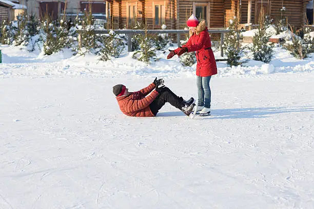 Photo of Falling ice skating rink in the winter