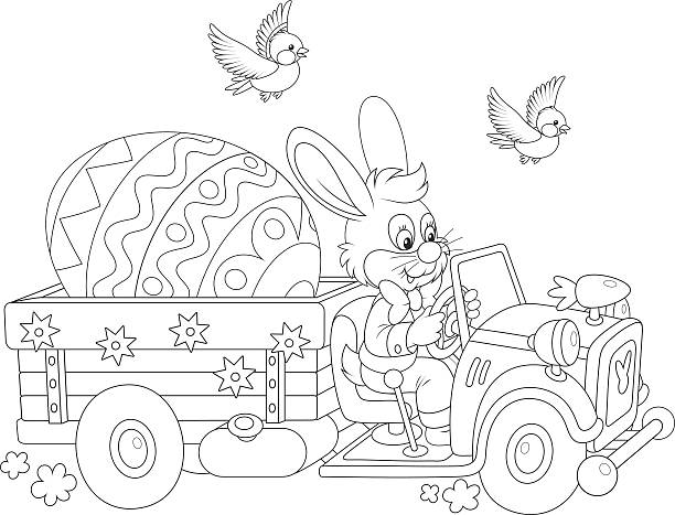 easter bunny - baumwollschwanzkaninchen stock-grafiken, -clipart, -cartoons und -symbole