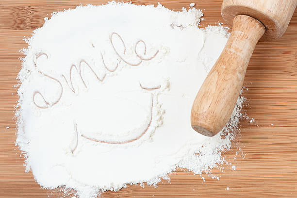 istock smile word on white flour. 507972240