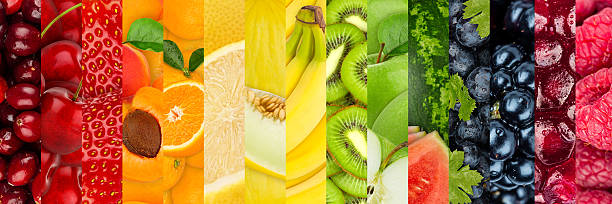 collage de alimentos saludables - kiwi vegetable cross section fruit fotografías e imágenes de stock