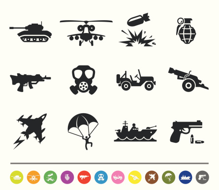 A set of 12 professional war & army icons.