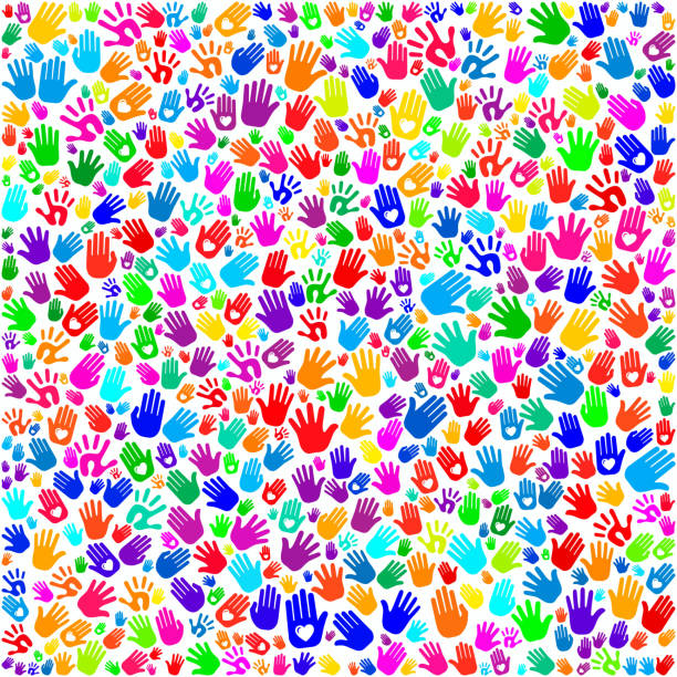Hand Prints on Seamless Background Hand Prints on Seamless Background hand patterns stock illustrations