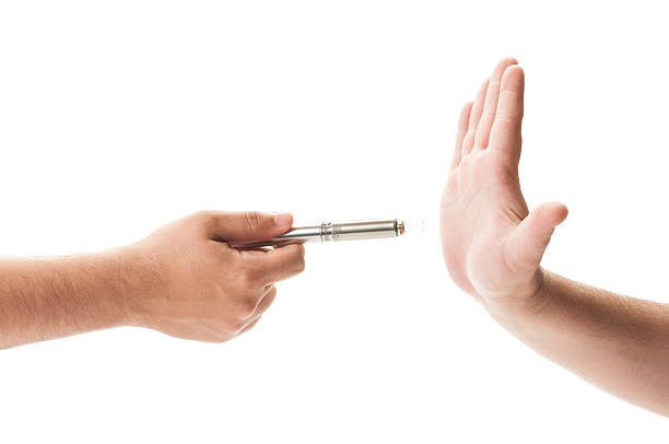 Refusing an electronic cigarette concept stock photo