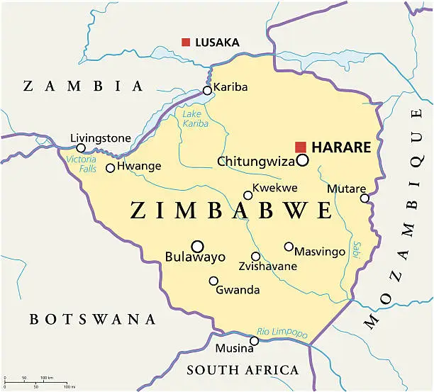 Vector illustration of Zimbabwe Political Map