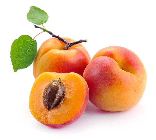 istock Apricot with leaves 507985549