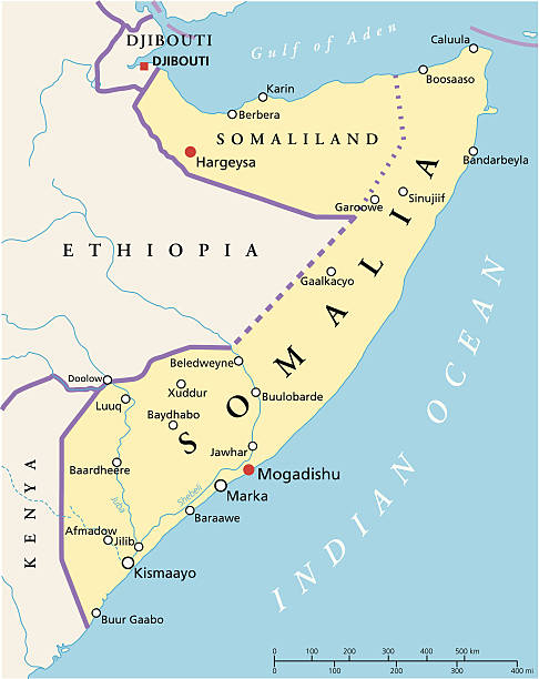 somalia mapa polityczna - somali republic stock illustrations