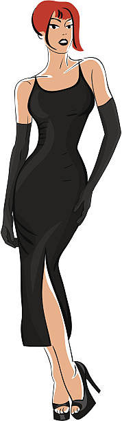 little black dress - women little girls teenage girls one person stock-grafiken, -clipart, -cartoons und -symbole