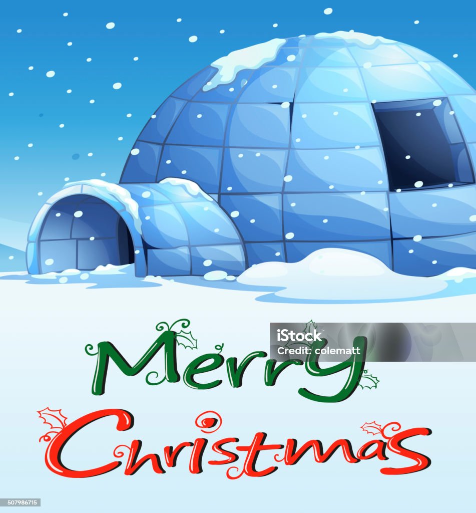 Modello di Natale con un igloo - arte vettoriale royalty-free di Blu