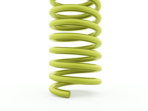istock Green metal spiral string on white 507986867