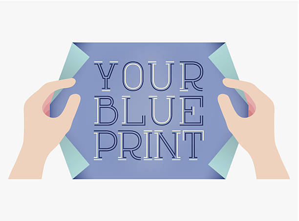 Blue Print Style Template vector art illustration
