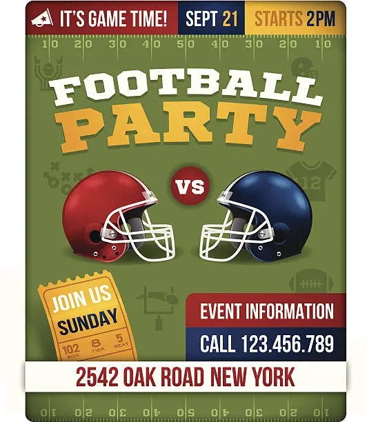 Vector illustration of Football Party Invite Poster